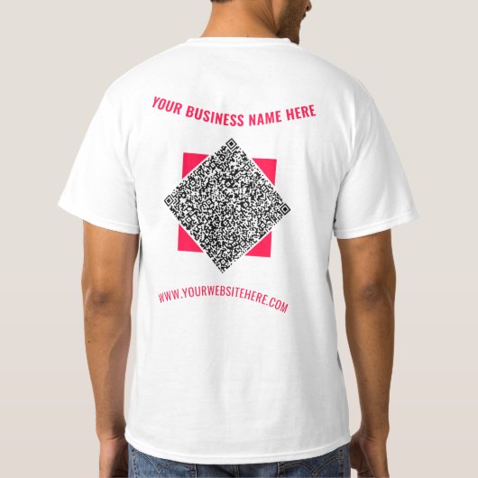QR Code Zakelijke T-Shirt Aangepaste Tekst en Kleu (Achterkant)