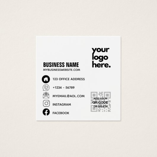 Qr Code Zakelijke Visitekaart Ontwerp Logo Vierkante Visitekaartjes (Voorkant)