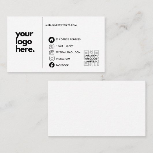 Qr Code Zakelijke Visitekaart Ontwerp Logo Visitekaartje (Voorkant / Achterkant)