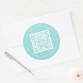 QR-code Zakelijke website naam Turkoois blauw Ronde Sticker (Envelop)