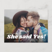 QR code Ze zei ja! Wedding Save the Date Photo Aankondigingskaart (Voorkant)