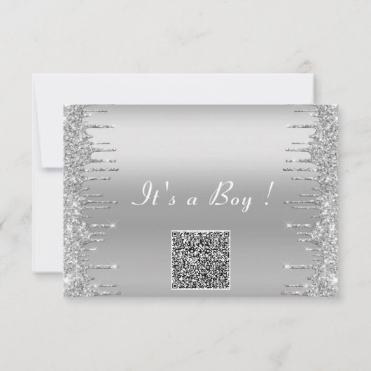 QR Code Zilver Baby Boy Douche Uitnodiging Voorbee (Achterkant)