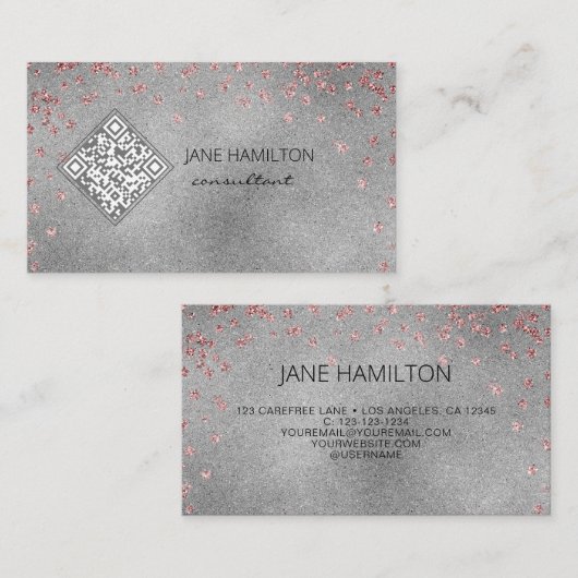 QR-code zilver Visitekaartje (Voorkant / Achterkant)