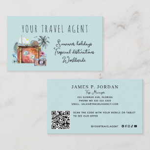 QR CODE zomervakantie reisagent templates Visitekaartje