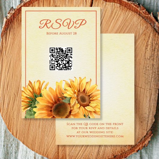 QR code Zonnebloem Huwelijk RSVP Kaart