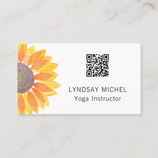 QR Code Zonnebloem Yoga Instructeur Visitekaartje (Voorkant)