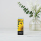 QR-code Zonnebloemen Bloemen Ontwerper Zwart Wit Mini Visitekaartje (Staand voorkant)