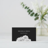 QR code Zonnebloemen Zwart Wit Evenement Planner Visitekaartje (Staand voorkant)
