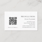 QR code Zonnebloemen Zwart Wit Evenement Planner Visitekaartje (Achterkant)