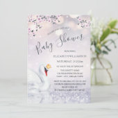 QR-code | Zwaan Prinses Mauve | BABY SHOWER Kaart (Staand voorkant)