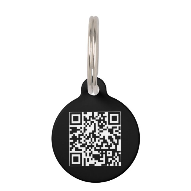 QR Code zwart aangepast contact Info hond katkat Huisdierpenning (Voorkant)