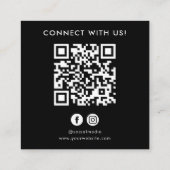 QR Code Zwart Aangepaste Logo Maak contact met ons Vierkante Visitekaartje (Achterkant)