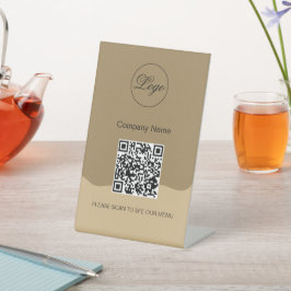 QR-code zwart cafe menu logo modern voetstuk bord Reclamebord Met Voetstuk