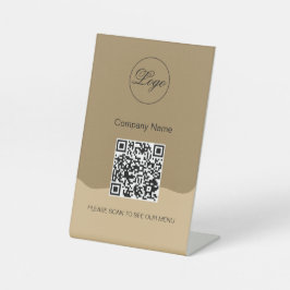 QR-code zwart cafe menu logo modern voetstuk bord Reclamebord Met Voetstuk