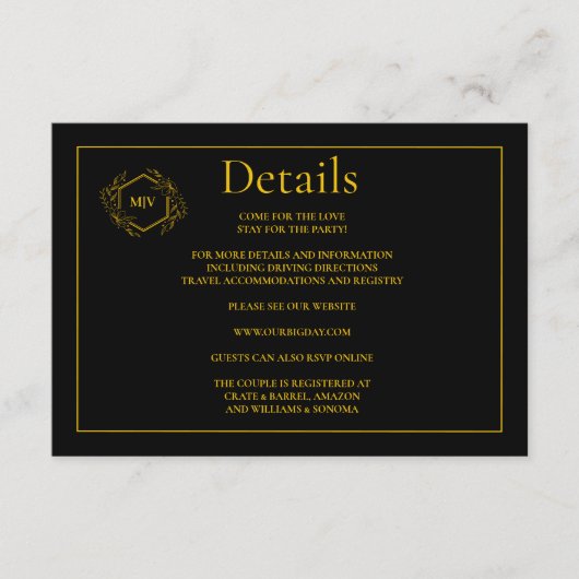 QR Code Zwart en Goud Behuizing Kaart Details (Voorkant)