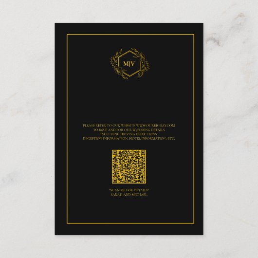 QR Code Zwart en Goud Behuizing Kaart Details (Achterkant)