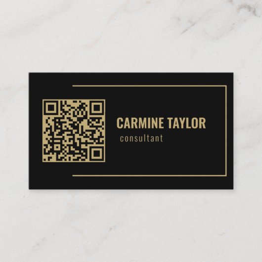 QR Code Zwart en Goud Consultant Visitekaartje (Voorkant)