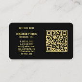 QR Code Zwart en Goud Elegante Sjabloon Luxe Visitekaartje (Achterkant)