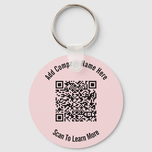QR-code zwart en lichte roze zakelijke Sjabloon Sleutelhanger (Voorkant)