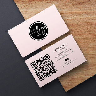 QR-code zwart en roze aangepaste cirkel uw logo Visitekaartje