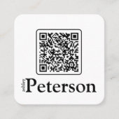 QR-code zwart en wit aangepast logo Vierkante Visitekaartje (Voorkant)