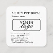 QR-code zwart en wit aangepast logo Vierkante Visitekaartje (Achterkant)