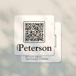 QR-code zwart en wit aangepast logo Vierkante Visitekaartje