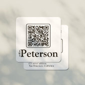 QR-code zwart en wit aangepast logo Vierkante Visitekaartje