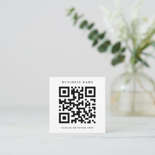 QR-code zwart en wit Vierkante Visitekaartje (Staand voorkant)