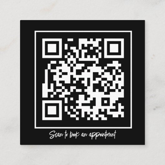 QR Code zwart en Witte Moderne Referral-Kaart Aanbevelingskaartje (Achterkant)
