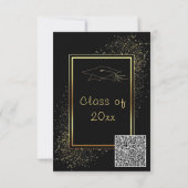 QR Code Zwart Goud Afstudeer Uitnodiging Sjabloon (Achterkant)