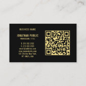 QR Code Zwart & Goud Elegant Professioneel Glanzen Visitekaartje (Achterkant)