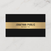QR Code Zwart & Goud Elegant Professioneel Glanzen Visitekaartje (Voorkant)
