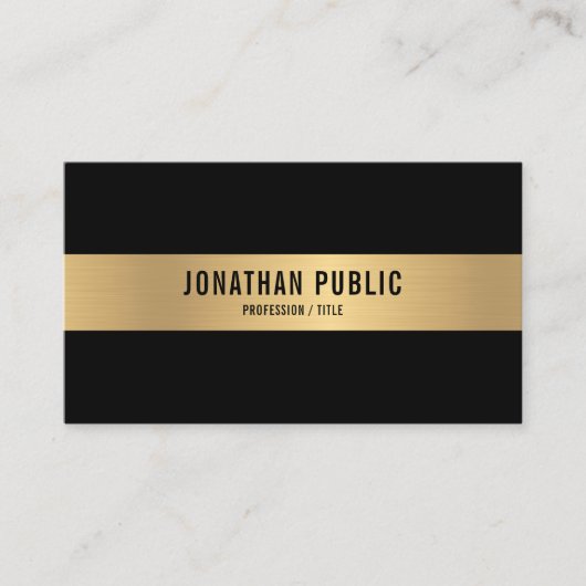 QR Code Zwart & Goud Elegant Professioneel Glanzen Visitekaartje (Voorkant)