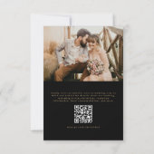 QR Code Zwart Goud Foto Elegant Huwelijk Kaart (Achterkant)