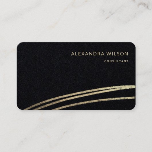 QR Code Zwart Goud Handtekening Elegant Profession Visitekaartje (Voorkant)