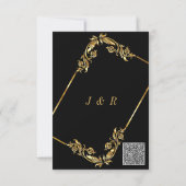 QR Code Zwart Goud Huwelijksuitnodiging Sjabloon Kaart (Achterkant)