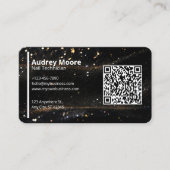 QR Code Zwart Goud Professionele Nail Tech Visitekaartje (Voorkant)