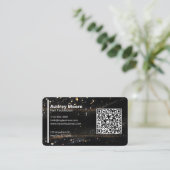 QR Code Zwart Goud Professionele Nail Tech Visitekaartje (Staand voorkant)