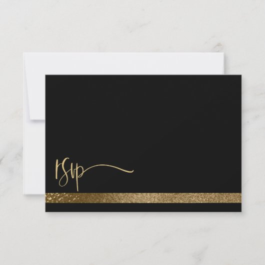 QR-code Zwart & Goud Typografie RSVP Bruiloft Kaartje (Voorkant)