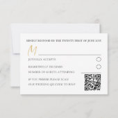QR-code Zwart & Goud Typografie RSVP Bruiloft Kaartje (Achterkant)