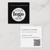 QR Code Zwart Logo Eenvoudig Wit Vierkante Visitekaartje (Voorkant / Achterkant)
