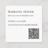 QR Code Zwart Logo Eenvoudig Wit Vierkante Visitekaartje (Achterkant)