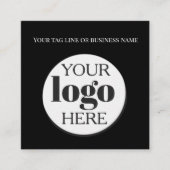 QR Code Zwart Logo Eenvoudig Wit Vierkante Visitekaartje (Voorkant)