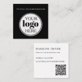 QR Code Zwart Logo Eenvoudig Wit Vierkante Visitekaartje (Voorkant / Achterkant)