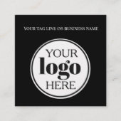 QR Code Zwart Logo Eenvoudig Wit Vierkante Visitekaartje (Voorkant)
