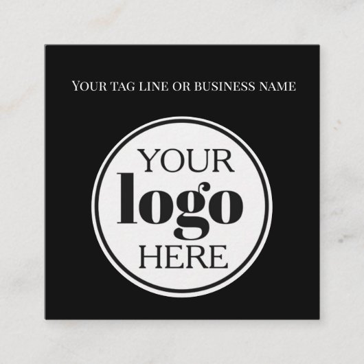 QR Code Zwart Logo Eenvoudig Wit Vierkante Visitekaartje (Voorkant)