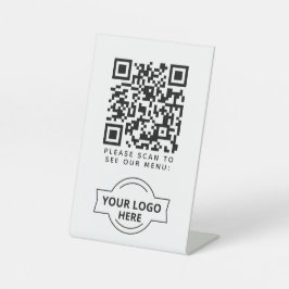 QR Code Zwart Menu Contactloze Moderne Kafel Reclamebord Met Voetstuk