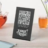 QR Code Zwart Menu Contactloze Moderne Kafel Reclamebord Met Voetstuk (Insitu)