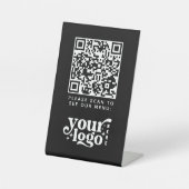QR Code Zwart Menu Contactloze Moderne Kafel Reclamebord Met Voetstuk (Voorkant)